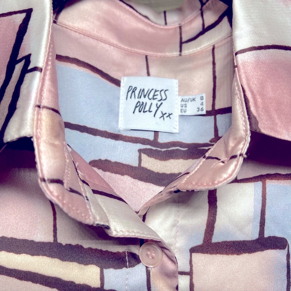 Princess Polly Harris Shirt Pastel Oversized Silky Button Down Geometric - Picture 6 of 6